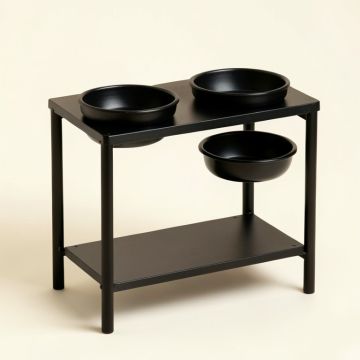 Lake Crossing Pet Feeding Stand With Two Plain Empty Bowls - Black (synthetic illustration; no displayed measurements)
