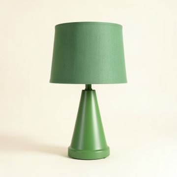 Slate Crest Table Lamp With A Plain Fabric Shade - Green (synthetic illustration; no displayed measurements)