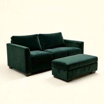 Bodily 103 '' Wide Velvet Reversible Sofa & Chaise With Ottoman (synthetic illustration; no displayed measurements)