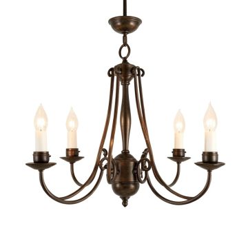 Mollett 5 - Light Shaded Tiered Chandelier With Wrought Iron Accents