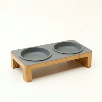 Harbor Dell Pet Feeding Stand With Two Plain Empty Bowls - Gray (synthetic illustration; no displayed measurements)