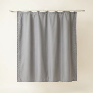 Pine Dell Shower Curtain Hanging Flat From A Plain Rod - Gray (synthetic illustration; no displayed measurements)