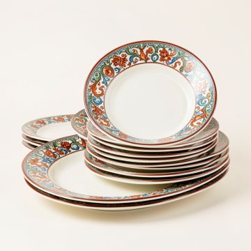 Mahershala 32-Piece Bohemian Porcelain Dinnerware Set ( Service For 8 ) (synthetic illustration; no displayed measurements)