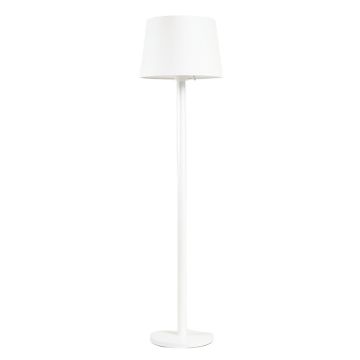 Vale Arc Floor Lamp With A Plain Fabric Shade - White (synthetic illustration; no displayed measurements)