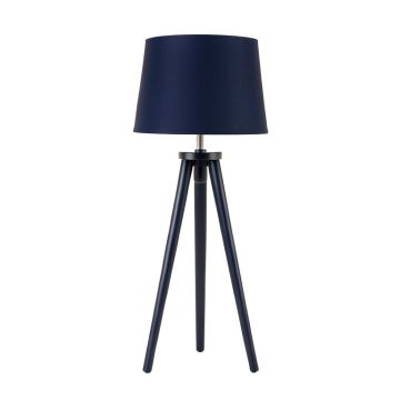Birch Canyon Floor Lamp With A Plain Fabric Shade - Navy