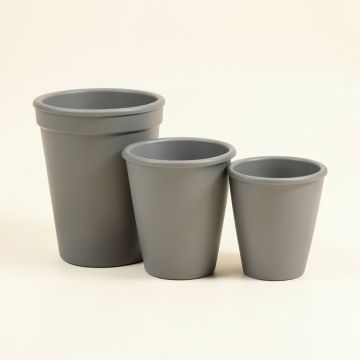 Happy Planter Planter , Set Of 3 ( Large , Med , Small ) , Continental Grey (synthetic illustration; no displayed measurements)