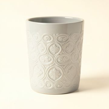 Bertaux Embossed Porcelain Wastebasket (synthetic illustration; no displayed measurements)