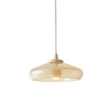 Rowan Bend Pendant Light Suspended From One Plain Cable - Beige