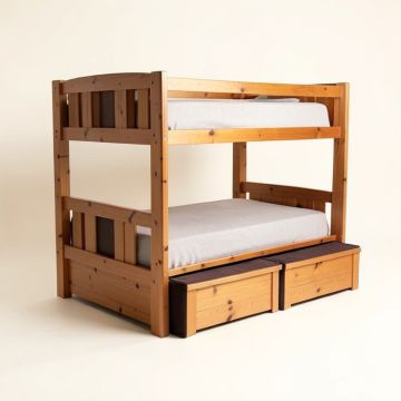 Mission Twin Over Full Bunk Bed With Trundle (synthetic illustration; no displayed measurements)