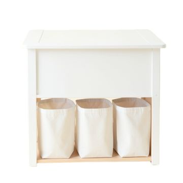 Field Crossing Laundry Sorting Station With Plain Removable Bags - White
