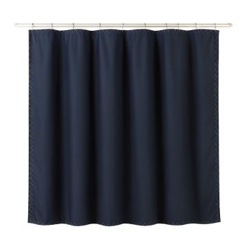 Clay Dell Shower Curtain Hanging Flat From A Plain Rod - Navy