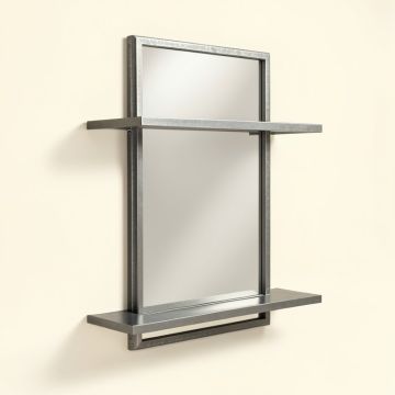 Industrial With Shelves Wall Mirror (synthetic illustration; no displayed measurements)