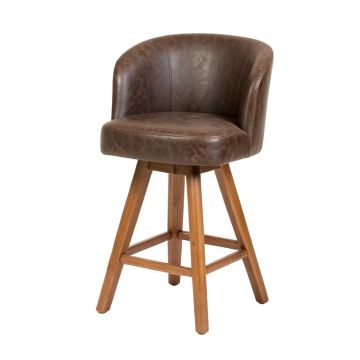 Ludowici Swivel Wood Bar 29 '' Height Pub Chair Seat Barstool