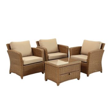 Badrunisha Patio Rattan Seating Group With Cushions