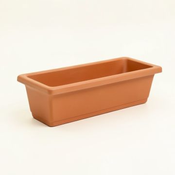 Oak Bluff Empty Railing Planter With Integral Brackets - Terracotta (synthetic illustration; no displayed measurements)