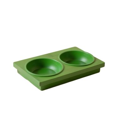 Alder Dell Pet Feeding Stand With Two Plain Empty Bowls - Green