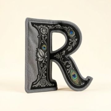 3Drose Image Of Letter R Victorian Style With Peacock Hiding Potholder (synthetic illustration; no displayed measurements)