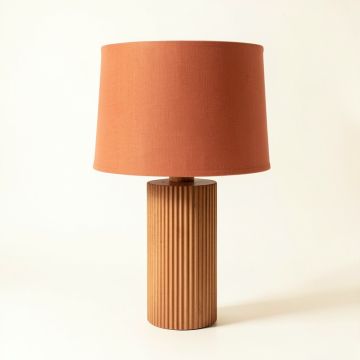 Holly Crest Table Lamp With A Plain Fabric Shade - Terracotta (synthetic illustration; no displayed measurements)