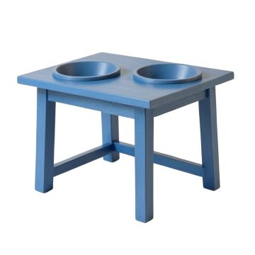 Rowan Falls Pet Feeding Stand With Two Plain Empty Bowls - Blue
