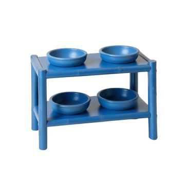 Wren Crest Pet Feeding Stand With Two Plain Empty Bowls - Blue (synthetic illustration; no displayed measurements)