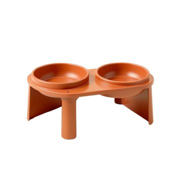 Cliff Brook Pet Feeding Stand With Two Plain Empty Bowls - Terracotta