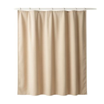 Brook Bridge Shower Curtain Hanging Flat From A Plain Rod - Beige