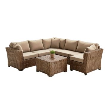 Patio Furniture Set Outdoor 7-Piece Rattan Seating Group With Cushions