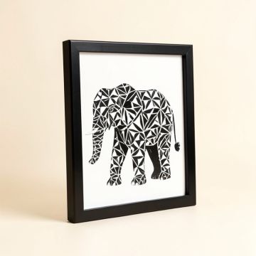 Pasuruan Geometric Elephant Framed Art (synthetic illustration; no displayed measurements)