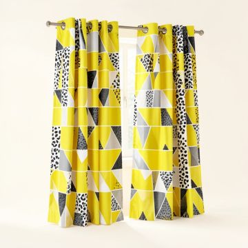 Blaris Yellow And White Window Curtains (synthetic illustration; no displayed measurements)