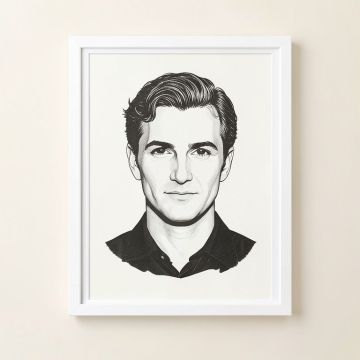 Barak Icon Etched Portrait By Neil Shigley - Graphic Art Print (synthetic illustration; no displayed measurements)