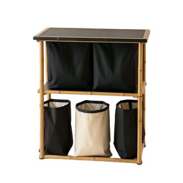 Birch Dale Laundry Sorting Station With Plain Removable Bags - Black