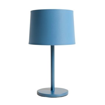 Birch Branch Table Lamp With A Plain Fabric Shade - Blue