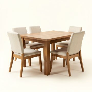 Hodur Butterfly Leaf Rubberwood Solid Wood Dining Set (synthetic illustration; no displayed measurements)