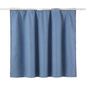 Birch Edge Shower Curtain Hanging Flat From A Plain Rod - Blue