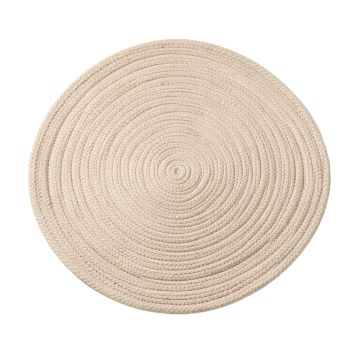 Aradia Braided Cotton Beige Area Rug