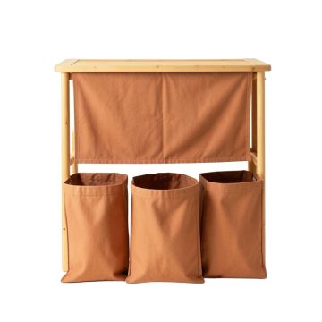 Harbor Bridge Laundry Sorting Station With Plain Removable Bags - Terracotta