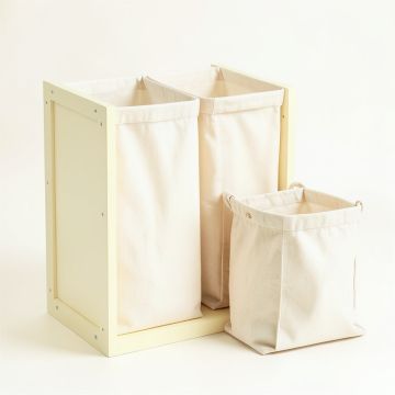 Linden Canyon Laundry Sorting Station With Plain Removable Bags - Ivory (synthetic illustration; no displayed measurements)