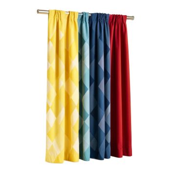 Geometric Semi-Sheer Curtain Panels