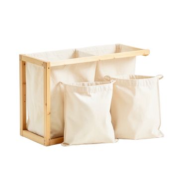 Ridge Dale Laundry Sorting Station With Plain Removable Bags - Ivory