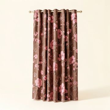 Ellerman Rayon Small Flowers Graphic Print & Text Semi-Sheer Single Curtain Panel (synthetic illustration; no displayed measurements)