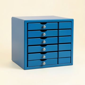 Meadow Crossing Small-Parts Storage Drawer Cabinet - Blue (synthetic illustration; no displayed measurements)