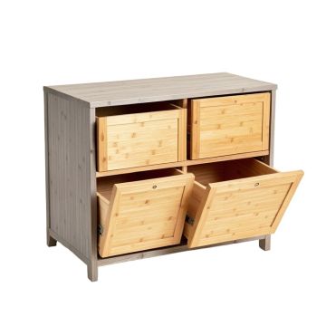 Clay Bluff Freestanding Pull-Out Hamper Cabinet - Gray