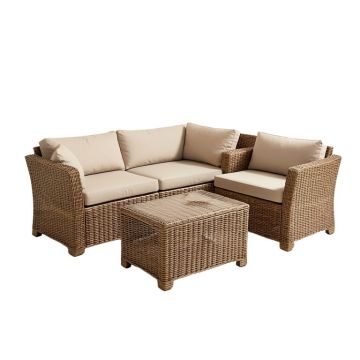 Angye Patio Furniture 3 Piece Rattan Seating Group With Cushions