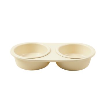 Juniper Dale Pet Feeding Stand With Two Plain Empty Bowls - Ivory