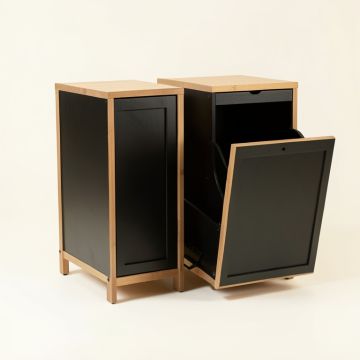 Linden Brook Freestanding Pull-Out Hamper Cabinet - Black (synthetic illustration; no displayed measurements)