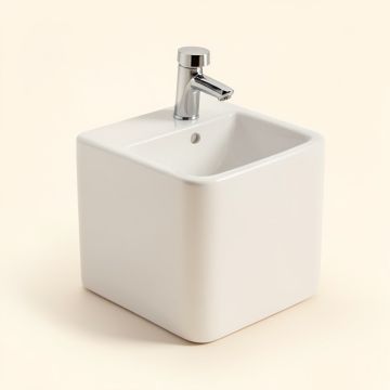Claire 24 '' Tall Ceramic Rectangular Console Bathroom Sink With Overflow (synthetic illustration; no displayed measurements)