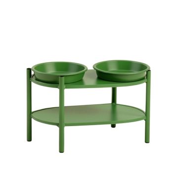 Meadow Dell Pet Feeding Stand With Two Plain Empty Bowls - Green
