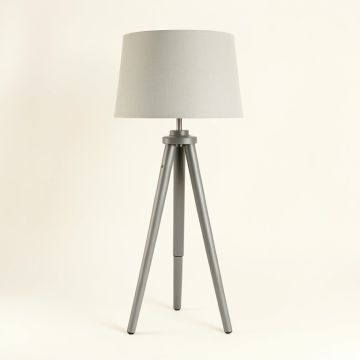 Wren Dale Floor Lamp With A Plain Fabric Shade - Gray (synthetic illustration; no displayed measurements)