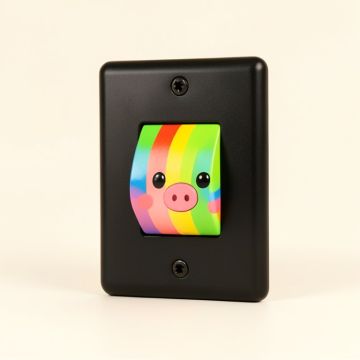 Rainbow Pig Cartoon Cute Pigs Cartoony Anime Style On Black 1-Gang Toggle Light Switch Wall Plate (synthetic illustration; no displayed measurements)