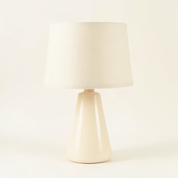 Heath Bridge Table Lamp With A Plain Fabric Shade - Cream (synthetic illustration; no displayed measurements)